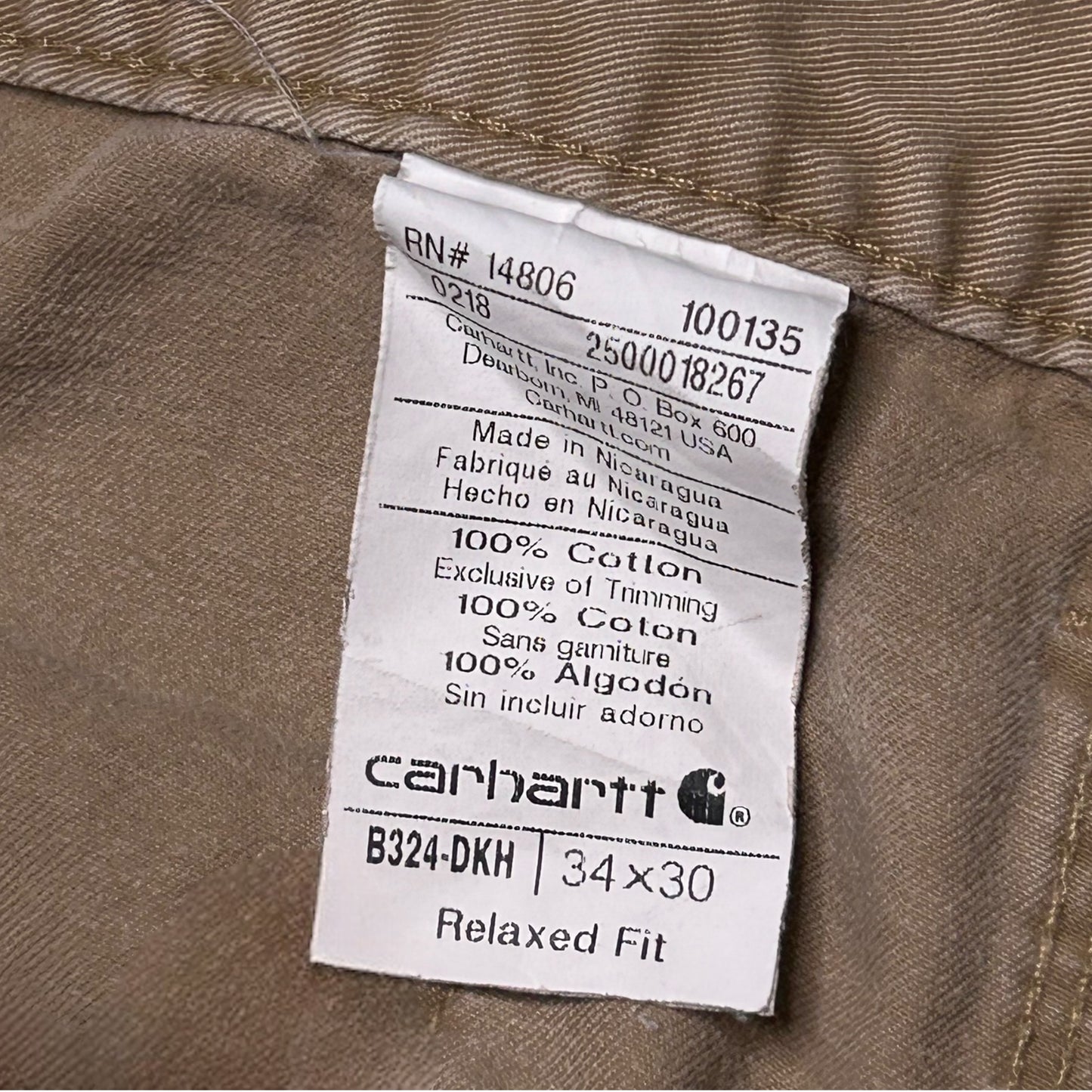 Carhartt Khaki Carpenter Pants (34x30)