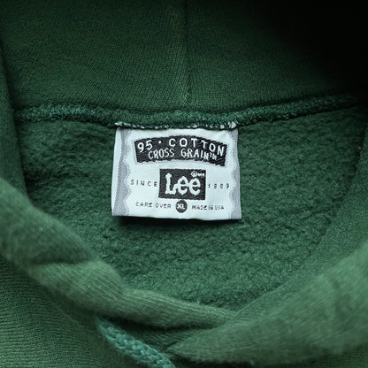 90s Green Grey Word Hoodie - XL