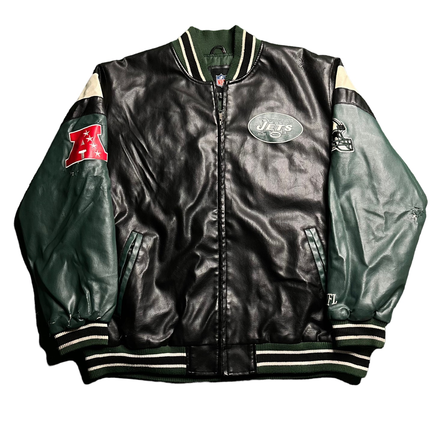 00s New York Jets Leather Jacket (3XL)