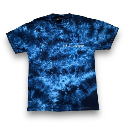 00s Blue Tie Dye Harley Davidson Tee - M