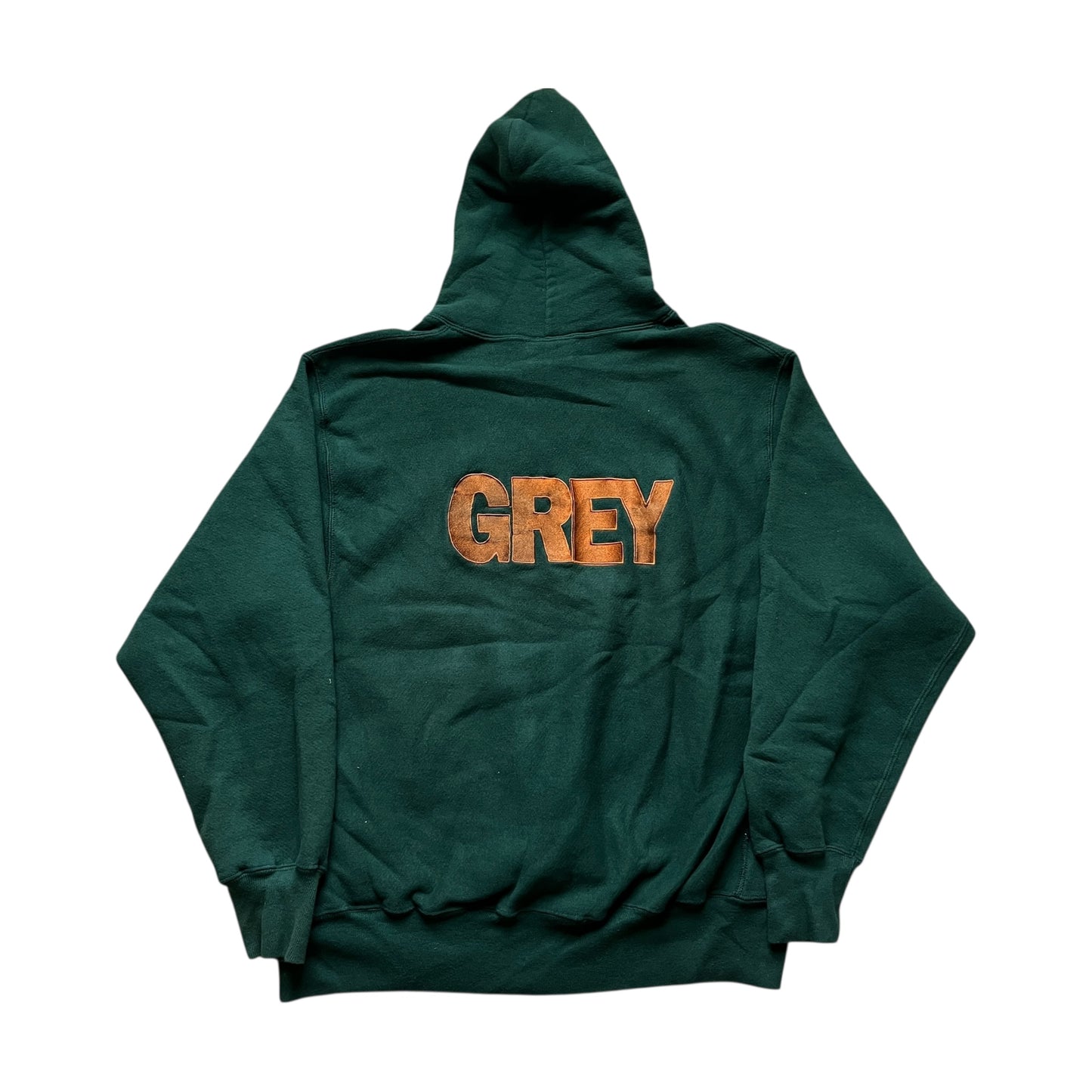90s Green Grey Word Hoodie - XL
