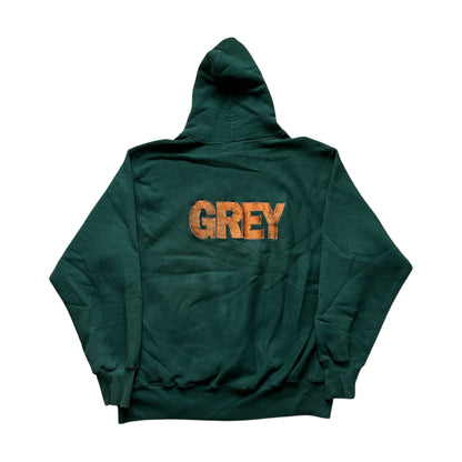 90s Green Grey Word Hoodie - XL