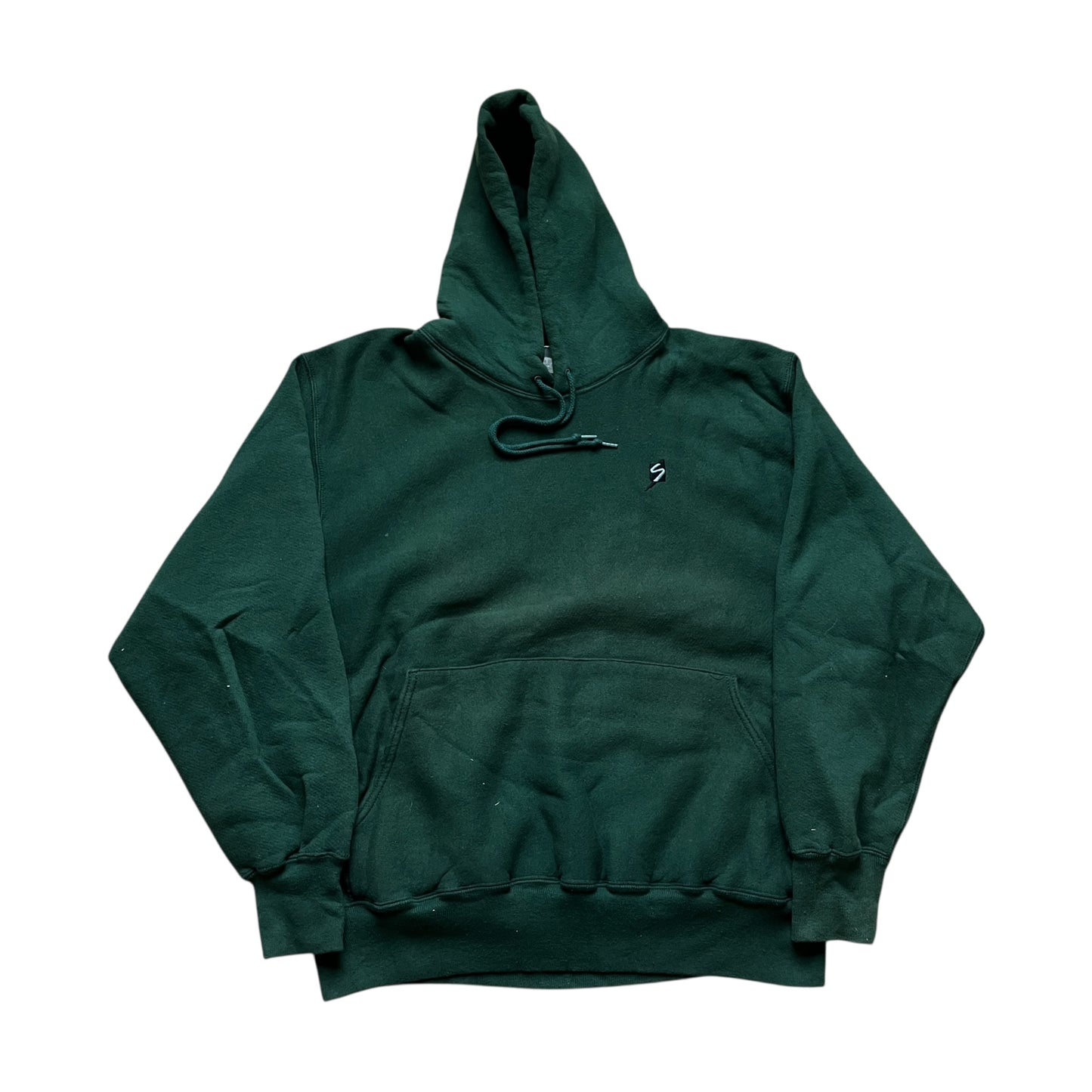 90s Green Grey Word Hoodie - XL