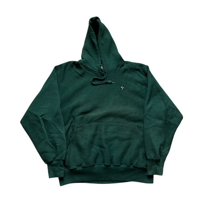 90s Green Grey Word Hoodie - XL
