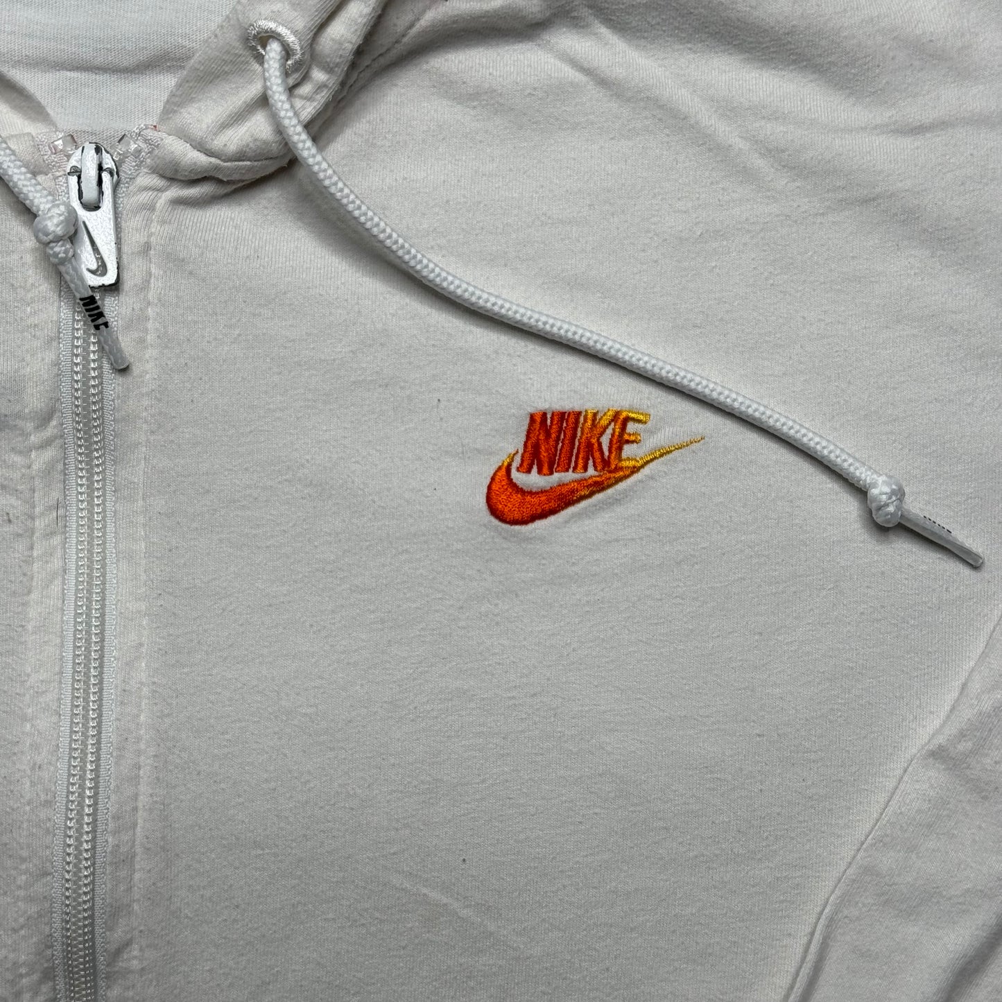 00s White & Orange Nike Hoodie - L