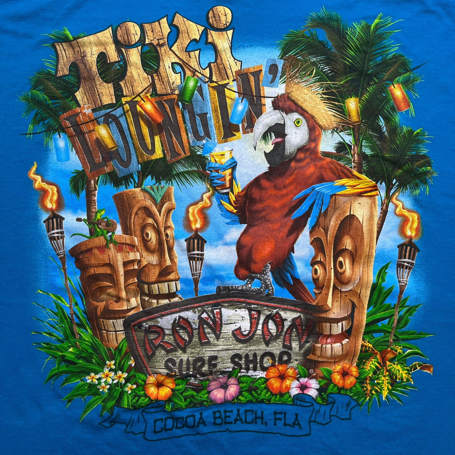 Ron Jon Tiki Beach Blue Tee - 2XL