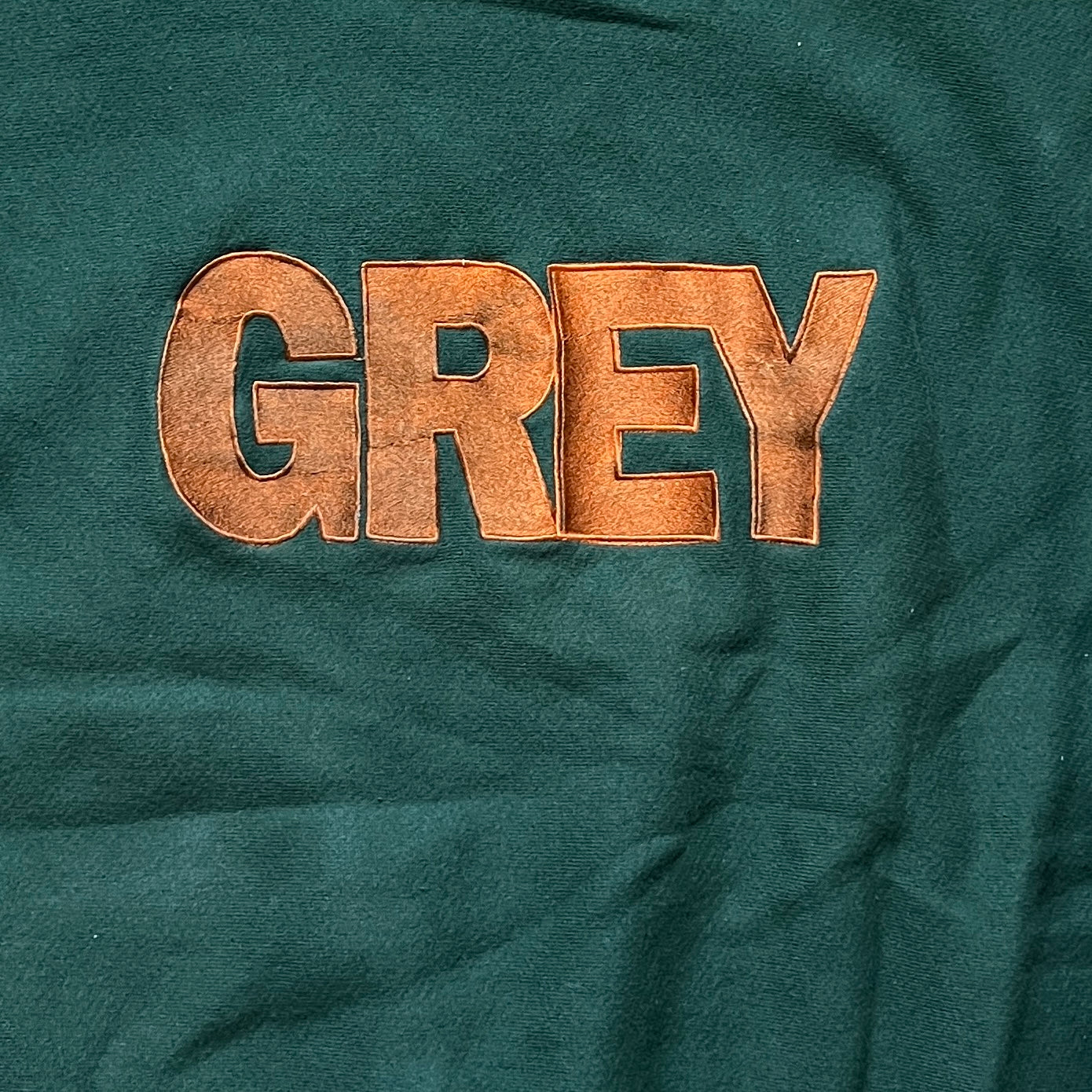 90s Green Grey Word Hoodie - XL