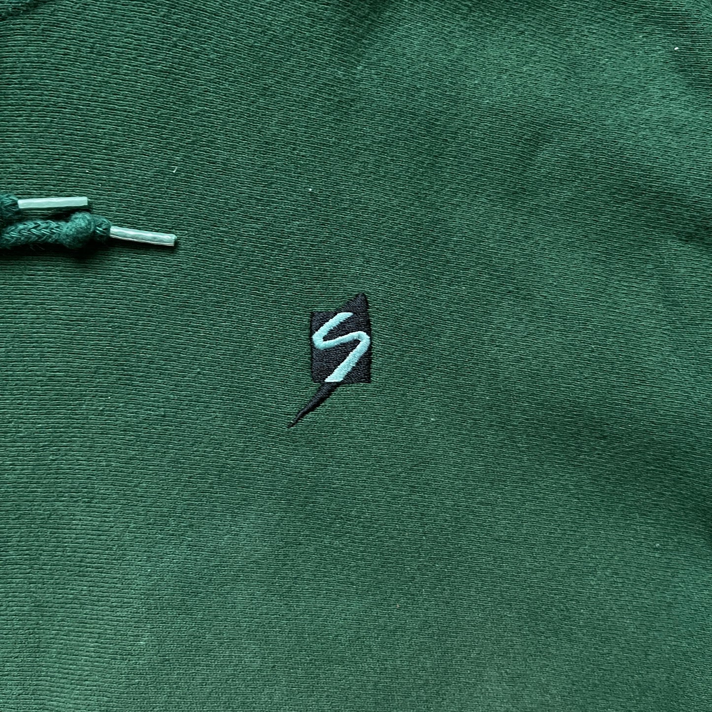 90s Green Grey Word Hoodie - XL