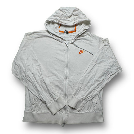 00s White & Orange Nike Hoodie - L