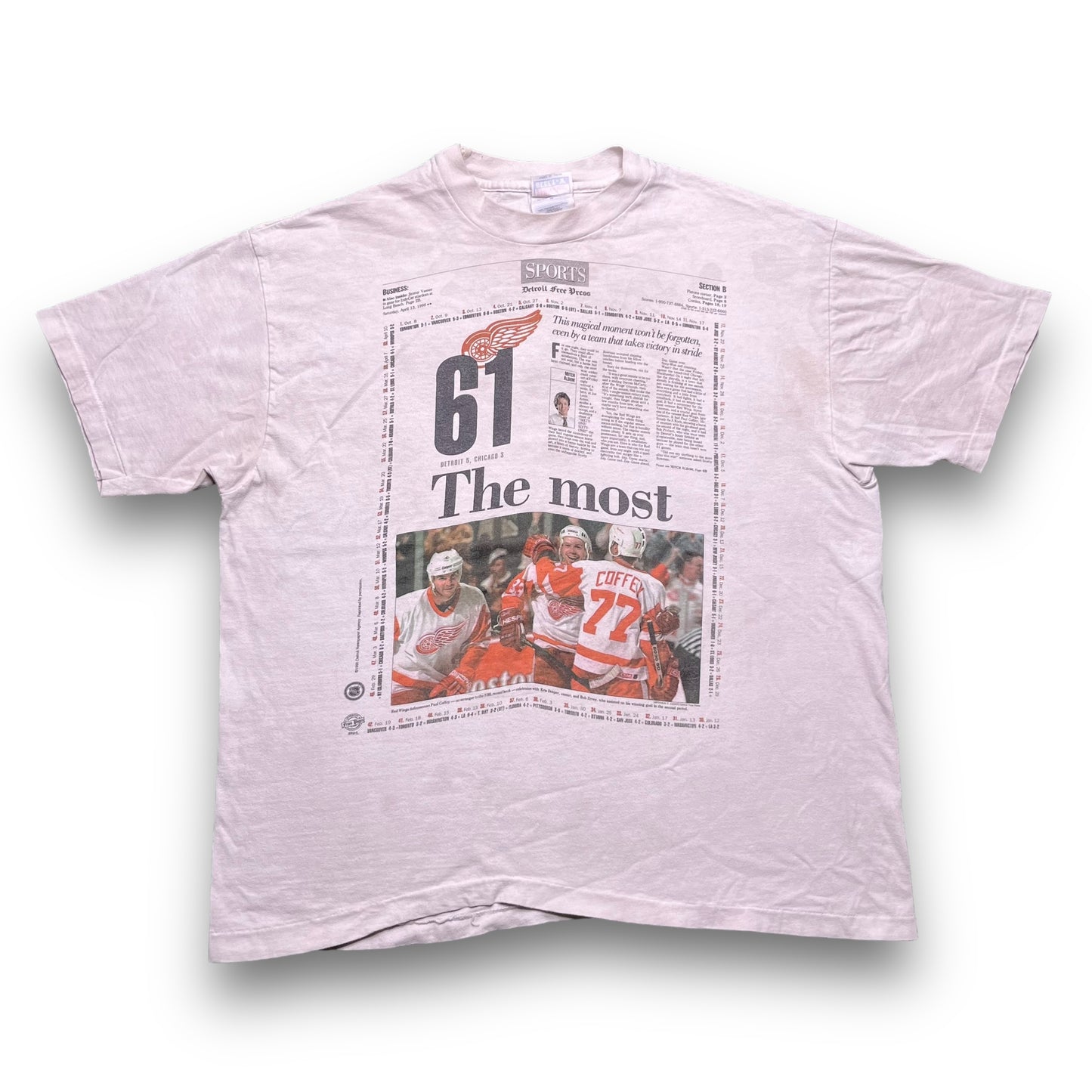 1996 Detroit Red Wings Newspaper Tee - XL