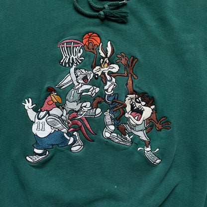 90s Looney Tunes Green Hoodie - S