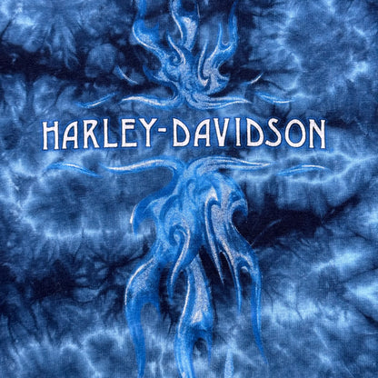 00s Blue Tie Dye Harley Davidson Tee - M