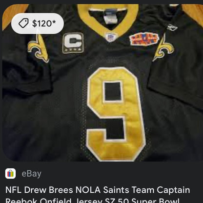 ‘10 New Orleans Saints Drew Brees Jersey (XL)