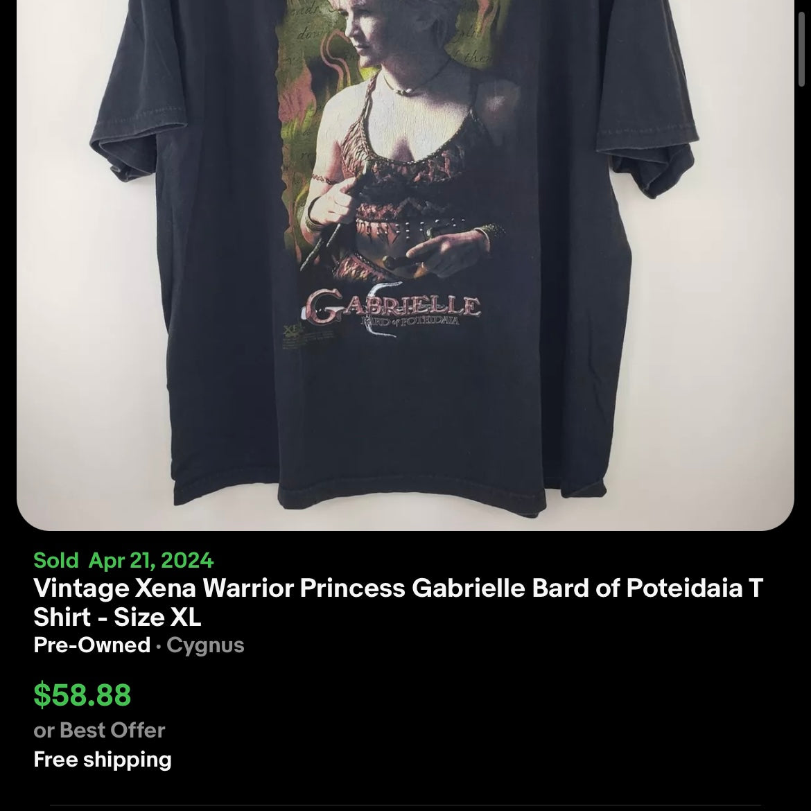 Xena Warrior Gabrielle Bard Of Poteidaia Tee - L