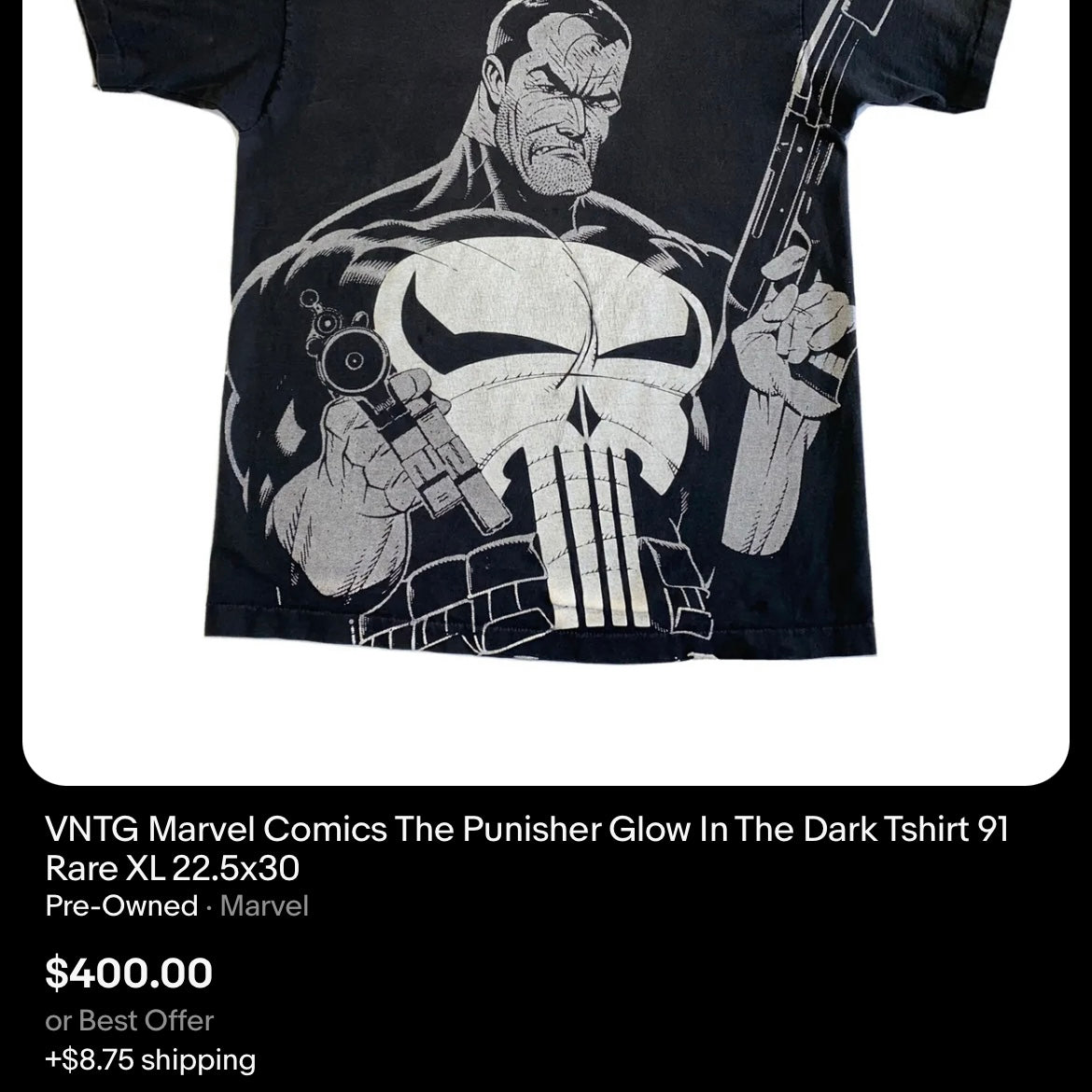 1992 The Punisher Glow In The Dark Tee (XL)