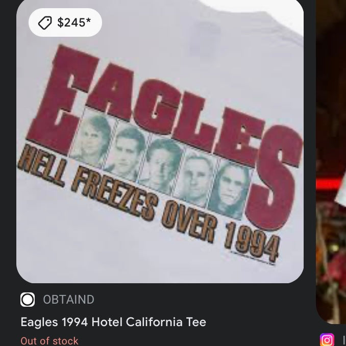 1994 Eagles Hotel California Tour Tee (L)